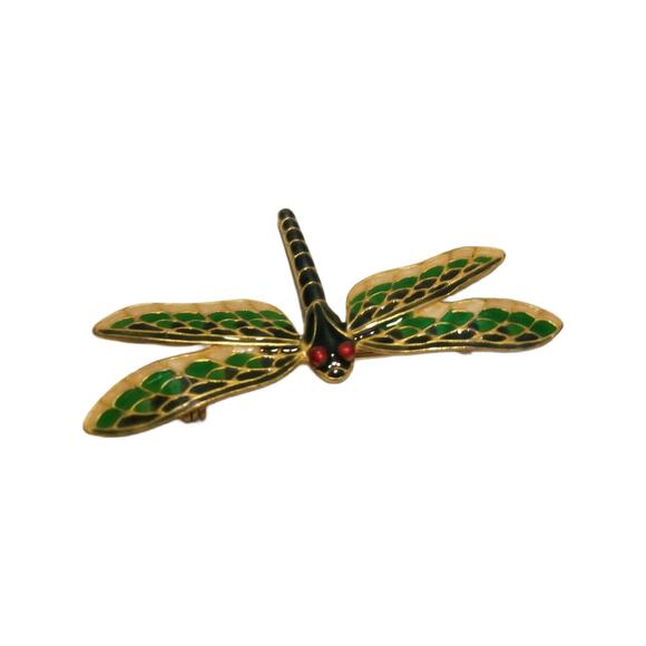 Vintage Enamel & Crystal Dragonfly Brooch 2.25" Wide, Chrysler Museum - Picture 3 of 8
